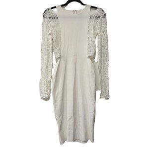 Endless Rose White Ponte-Knit Lace Midi Dress